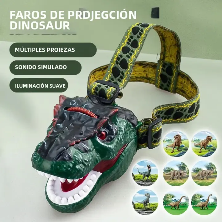 Lámpara De Cabeza De Dinosaurio Para Niños Juguete Proyección Desmontable Linterna Ideal Para Camping Y Uso En Habitaciones Regalo Perfecto Para Niños De 3 a 12 Años - 1