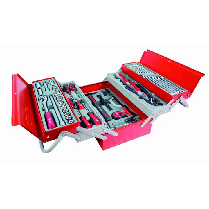 CAJA DE HERRAMIENTAS BTK99A METALWORKS B.TOOL. kit de servicio que consta de 99 piezas esenciales para satisfacer una amplia variedad de necesidades en el taller. Este conjunto viene organizado en 5 departamentos. - 1