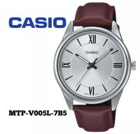 Reloj analógico Casio MTP-V005L-7b5 correa de cuero color marrón - details 2
