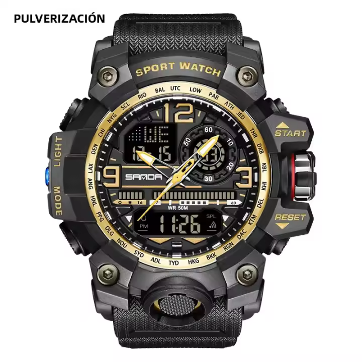 Reloj Deportivo De Moda SANDA 3133 Para Hombres Resistente Al Choque Y Al Agua 50M Reloj De Pulsera Cuarzo Militar Digital Con Pantalla LED Y Chronógrafo - 1