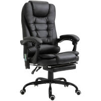 Vinsetto Silla de Oficina con 7 Puntos de Masaje Silla de Masaje Giratoria Silla de Escritorio con Reposapiés Retráctil Altura Ajustable Control Remoto y Tejido de PU Negro - details 0