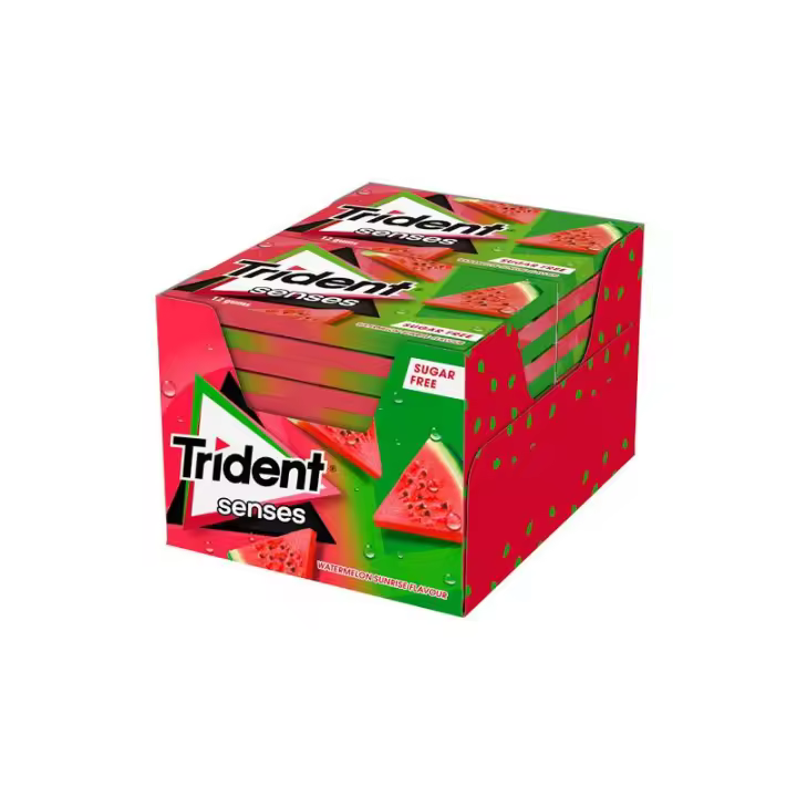 Trident Senses WATERMELON - Chicles sin Azúcar con Sabor a Sandía - Pack de 12 Unidades - 1