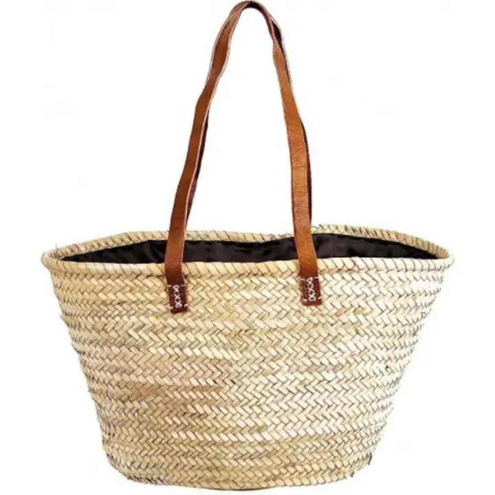 Coshano Cesta bolso bandolero de playa, capazo de palma con asas de piel bolsa de fibras naturales con asas largas - 1