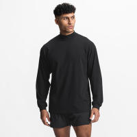 Camiseta De Manga Larga Para Hombre Sobredimensionada Cuello Alto Deportiva Algodón Suéter De Gimnasio Estilo Casual - details 1
