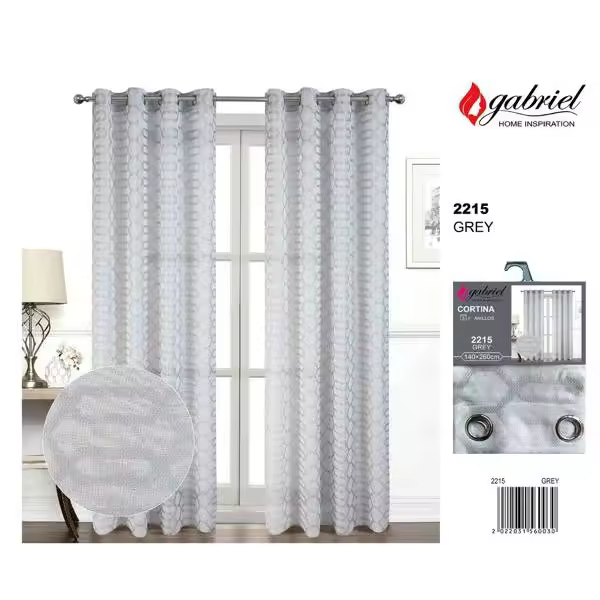 CORTINA SEMIOPACA DE 140X260CM CON 8 ANILLAS - 1