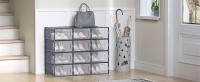 SONGMICS Cajas de Zapatos Plástico, Juego de 12 Organizadores de Almacenamiento, Caja Zapatero Plástico Plegable y Apilable para Zapatillas hasta talla 44, Transparente y Blanco/Transparente y Azul Carbón/Transparente y Verde Laurel - details 1