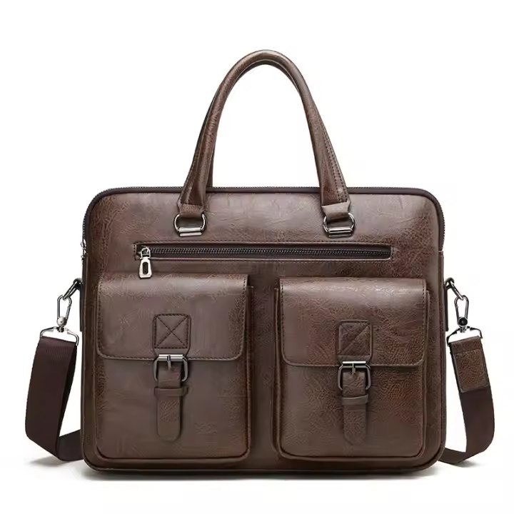 Bolso De Negocios Para Hombre De Lujo En Cuero PU Bolso De Mano Para Laptop Y Archivos A4 Estilo Oficina Y Almacenamiento - 1