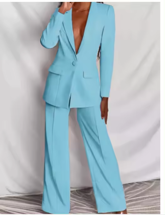 BAMBOOBOY Sastre Elegante Conjunto De Blazer Y Pantalones De Manga Larga Para Mujer Primavera Otoño Clásico OL Street Outfit - 1