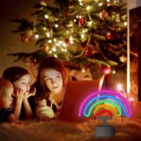 Luz LED de neón Arcoíris para Colgar en la pared, Luz Nocturna, decoración del Hogar, watería USB, modelo de Doble use - details 3
