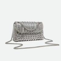 Bolso De Noche Elegante Con Diamantes Y Cadena Lujosa Para Mujer Bolso De Mano De Fiesta Bolsa De Envelope PU Con Cierre De Cremallera - details 5