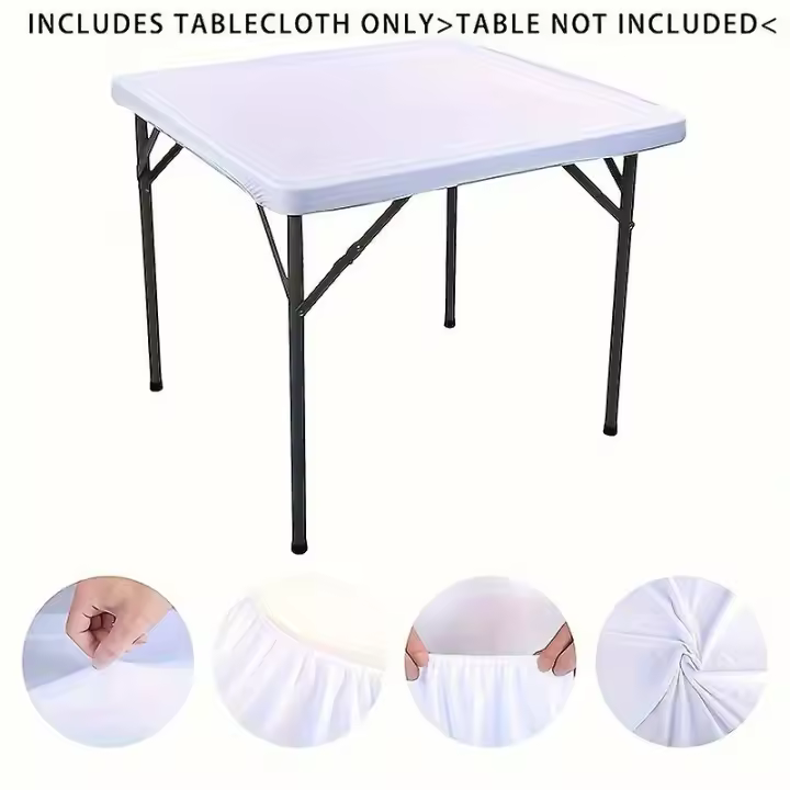 1pc Stretchy Square Table Cover Elastic Spandex Tablecloth For Indoor/Outdoor Dining And Parties Washable And Foldable Includes Polyester Picnic Table - 1