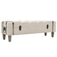 vidaXL Banco de almacenamiento madera maciza y acero 111x34x37 cm - details 0
