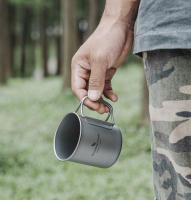 Taza De Camping Boundless Voyage De Titanio 300ml/420ml Con Tapa Vaso De Agua Para Exteriores Mug De Camping Sin Plegable Y Sin Descartable - details 4