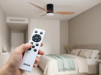 Ventilador de techo negro Jocca con 3 elegantes aspas con acabados de madera, 6 velocidades a seleccionar con giro inverso, una moderna lámpara integrada con 3 intensidades de luz, temporizador, mando a distancia y 40W de potencia - details 1