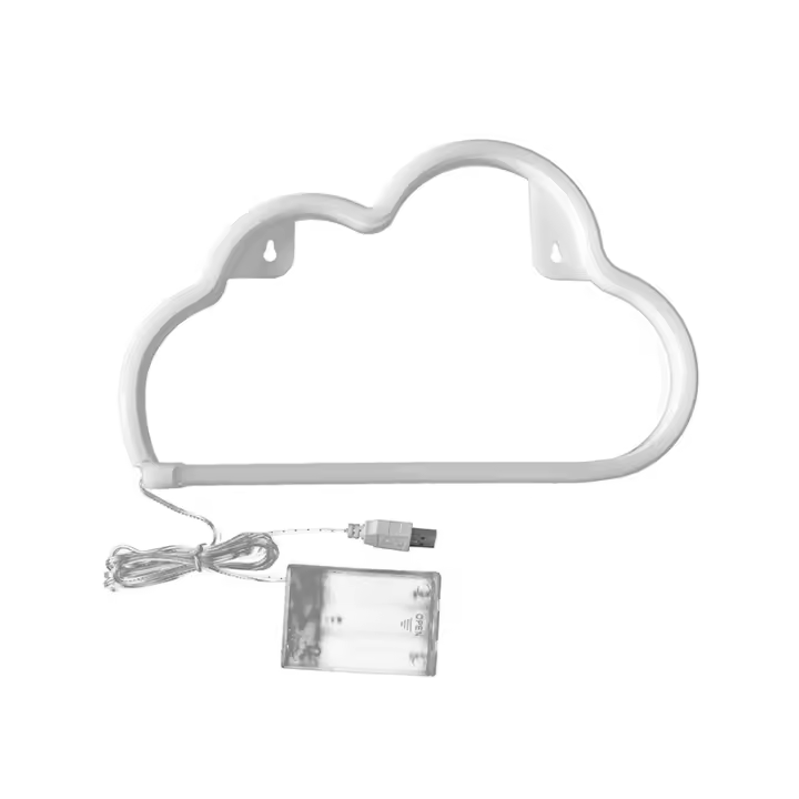 LED Neon Cloud Light - USB/Battery Powered Kids Wall Decor Neon Night Light (Warm White) - 1