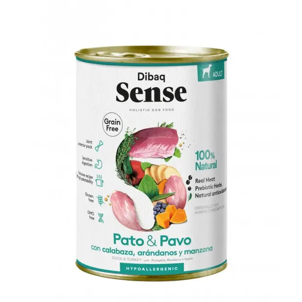 Dibaq Sense Lata Pato y Pavo - Alimento Húmedo para Perros - 380 gr - 1