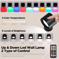 Lámpara De Pared RGB LED Recargable Con Control Remoto 9 Colores Rotación De 360° Luz Nocturna Para Dormitorio Sin Cable - details 1