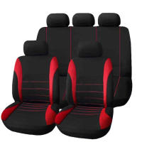 Cubiertas De Asiento De Coche Universal De Tela De Flocado Para Todas Las Estaciones Con Costura De Hilo 5 Piezas Conjunto - details 1