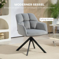 Sellón Cecodadi Sillón giratorio con aspecto de terciopelo, reposabrazos, Sillón giratorio con patias de metal, Dormitorio, Salón, Gris - details 0