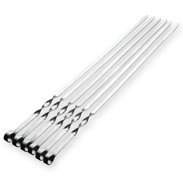 Brochetas De Barbacoa 55cm Con Mango Largo Para Shish Kebab Palas De Asado De Acero Inoxidable Y Palos De Madera Herramienta De Grill Al Aire Libre - 1