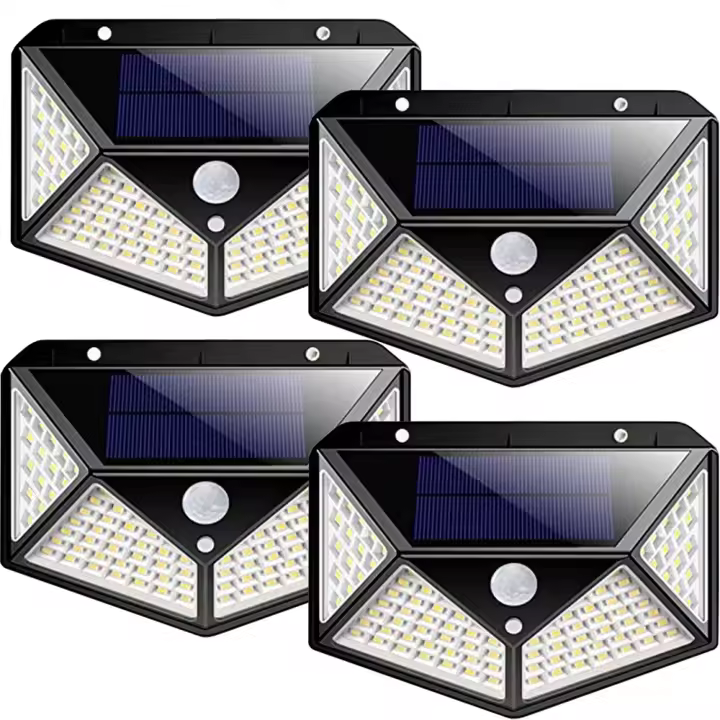 Lámpara De Exterior Solar LED Con Inducción Humana 100 LEDs Luces De Pared Para Jardín Decoración De Casa Y Carretera Carga Por Movimiento Cuatro Lados - 1