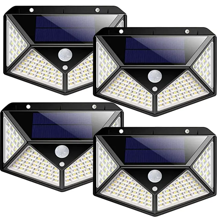 Lámpara De Exterior Solar LED Con Inducción Humana 100 LEDs Luces De Pared Para Jardín Decoración De Casa Y Carretera Carga Por Movimiento Cuatro Lados - 1