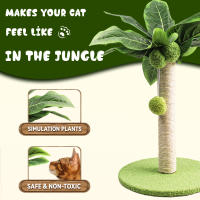 Poste De Rasguñar Para Gato Con Hojas Verdes Y Cordón De Sisal Para Interiores Poste De Gato Con Diseño Lindo Para Gatos Jóvenes Y Adultos Producto Para Mascotas - details 3
