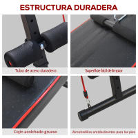 HOMCOM Banco de Abdominales Altura Ajustable Banco de Musculación Multifuncional para Fitness Entrenamiento de Espalda Abdominal Piernas Carga 120kg con 2 Cuerdas y 1 Tirador de Resorte - details 5