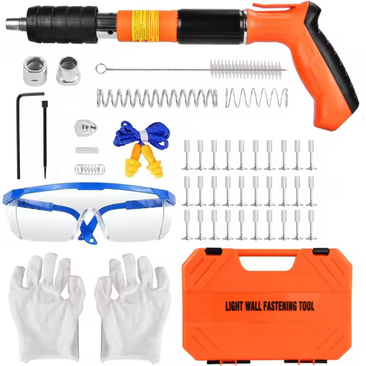 Kit de pistola de clavos de hormigón con 120 barras de extensión de clavos se puede girar pistola de clavos de acero manual 5 marcha pistola de clavos pared de clavos herramientas de pistola de clavos para el hogar - 1