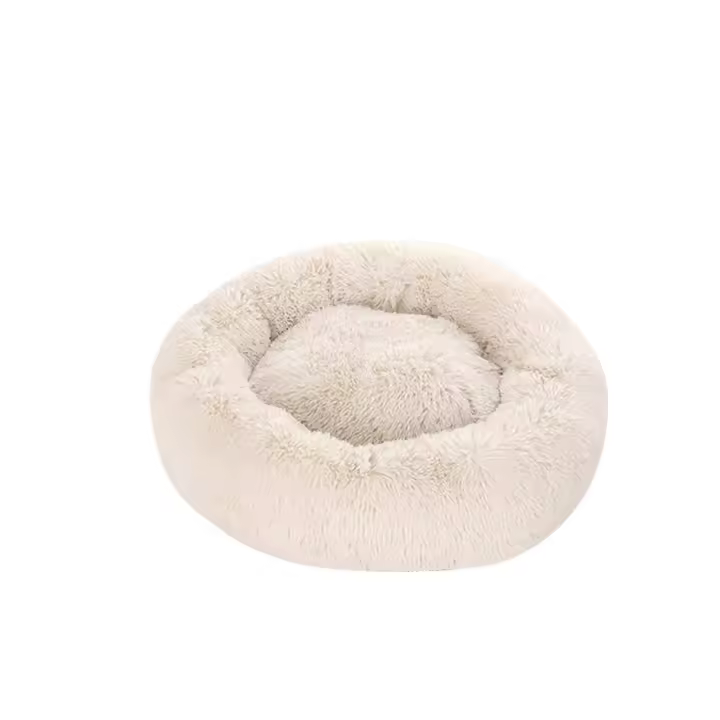 Cama de perro calmante para perros grandes Donut lavable Cama grande para mascotas Anti ansiedad ronda mullida felpa Faux piel perro cama - 1