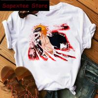 Camiseta Kawaii De Anime Japonés Bleach Con Graficos De Kurosaki Ichigo Y Zaraki Kenpachi Harajuku Para Mujer Camiseta De Algodón Y Poliéster Con Estampado De Dibujos Animados - details 4
