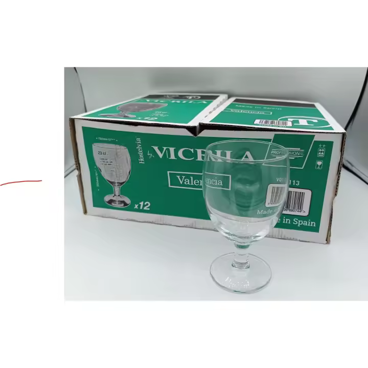 Vicrila Copa de agua Valencia 23cl, Copa de vino cristal tensionado muy resistente Caja 12 unidades - 1