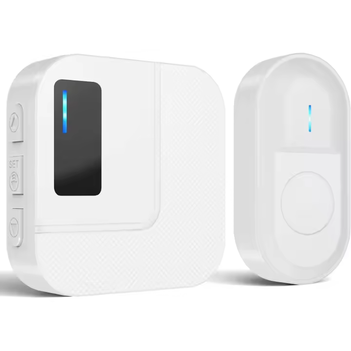 Timbre inalámbrico resistente a Agua, altura de 300 m, a Pilas, con 2 receptores, resistente a Agua, 55 melodías ajustables, 5 niveles de volumen e indicador LED. - 1