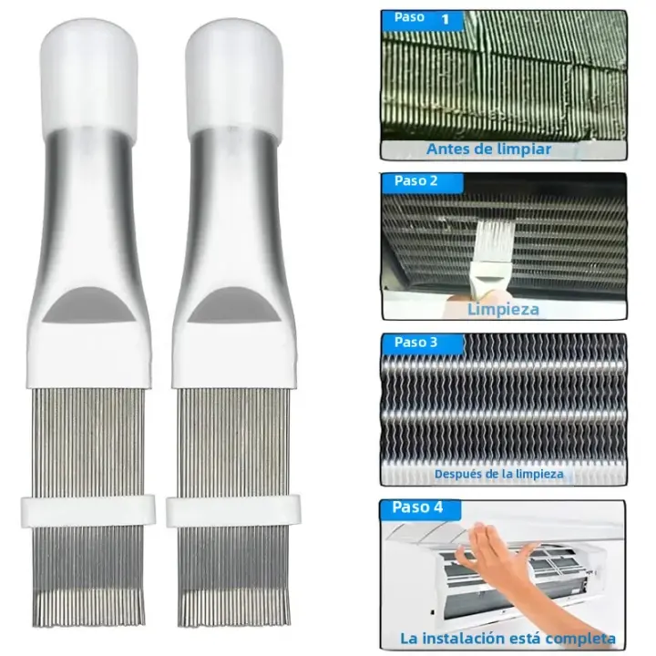 Cepillo De Limpieza Para Radiador Y Condensador De A/C De Acero Inoxidable 1/2pcs Herramienta De Reparación De Finas Comb De Aire Acondicionado Y Straightener De Bobina - 1