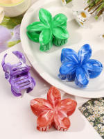 5Pcs Clip Para El Cabello De Flor Resistente Y Antideslizante Grandes Y Marbeteadas Estilo Hawaii Para Cabello Grueso Y Delgado - details 5