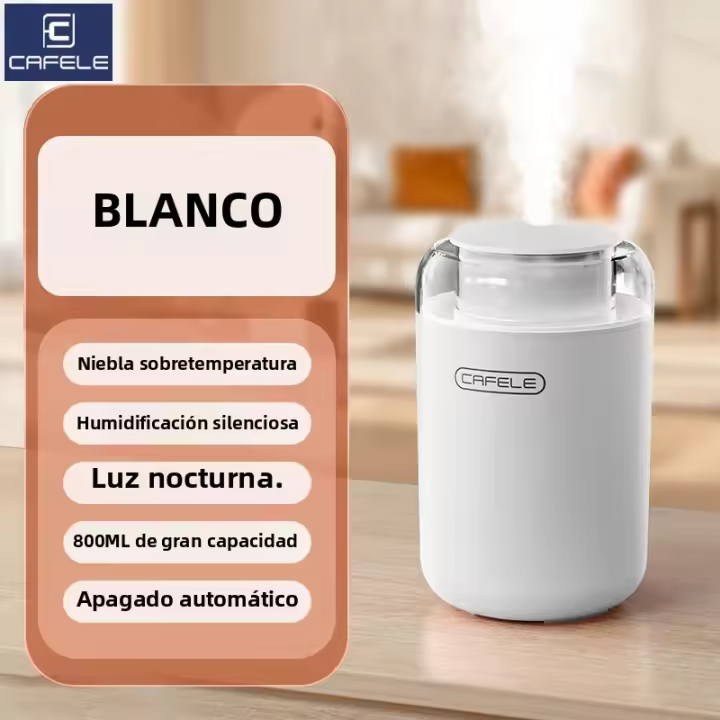 Humidificador Portátil USB CAFELE 800ML Con Luz Nocturna LED 8H De Duración Silencioso Para El Hogar Y Oficina - 1
