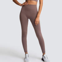 Leggings De Yoga Sin Costuras Para Mujer Levantador De Glúteos Deportivos De Fitness Y Gimnasio Pantalones De Running Terciopelo De Nylon De Cintura Elástica - details 12