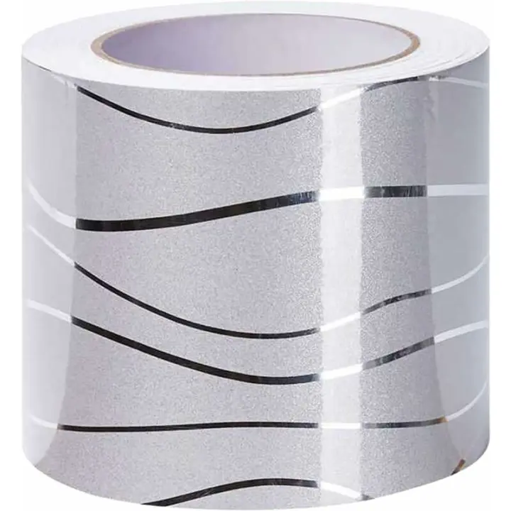 Cenefa autoadhesiva con ondas bronceadoras, pegatinas de pared extraíbles, decoración para vitrinas, espejos de baño, azulejos de cocina (árbol plateado) - 1