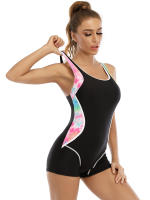 Traje De Baño De Un Pie Deportivo 2023 Talla Grande Mujer Traje De Natación Profesional Estilo Patchwork Para Surfeo Y Natación - details 2