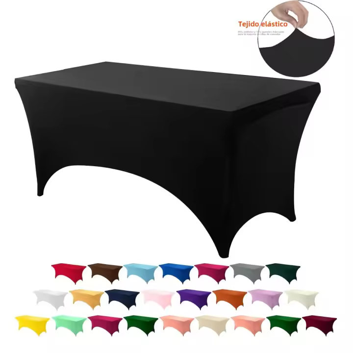 Mantel De Spandex Tendido a Medida Lavable Y Resistente a Arrugas Para Mesa Rectangular De Jardín Ideal Para Eventos Bodas Y Fiestas - 1