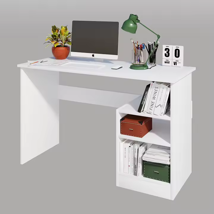 Escritorio,100% Tablero de aglomerado rechapado en melamina, Color Blanco WELLHOME - 1