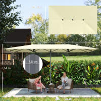 Outsunny Sombrilla Doble 4,5x2,6 m Sombrilla Terraza Exterior con Manivela Poste de Aluminio Impermeable y Protección UV50+ Parasol Grande para Terraza Playa Piscina Crema - details 2