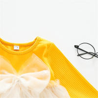 Vestido De Fiesta De Princesa Para Niñas Con Mangas Largas Y Encaje De Lentejuelas Para Primavera Y Otoño Vestido De Cumpleaños Con Lazo Y Tejido Spliced - details 9