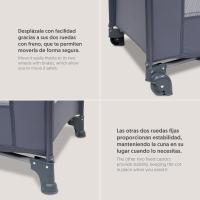 Interbaby Cuna de Viaje Plegable GRIS  con Ruedas, Base Acolchada y Bolsa de Transporte – Ref. 5421330101 - details 5