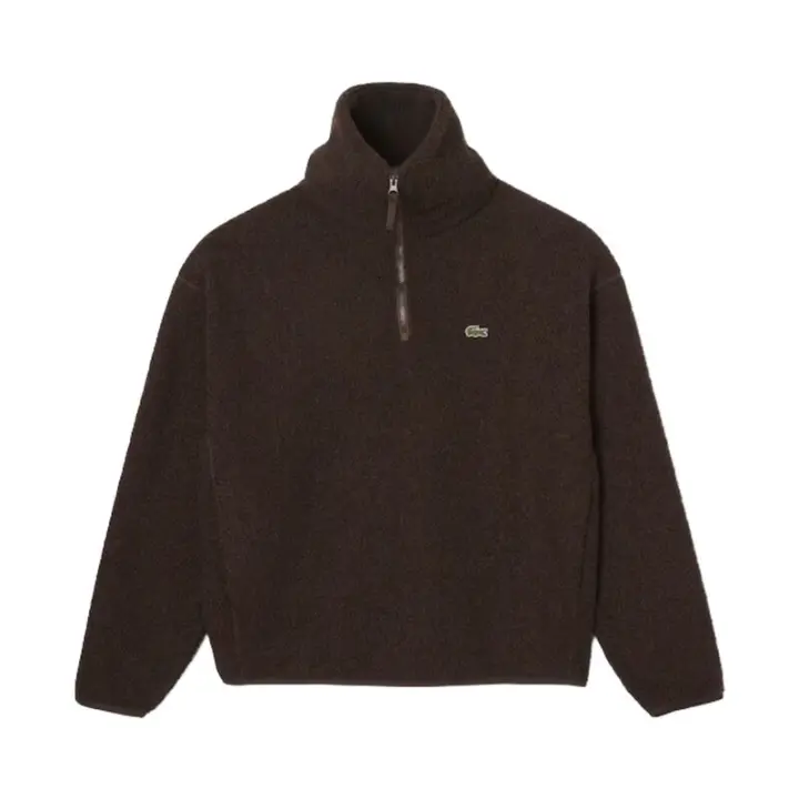 Sudadera Polar Marrón Lacoste de Cuello Alto con Media Cremallera Cálida y Suave - 1