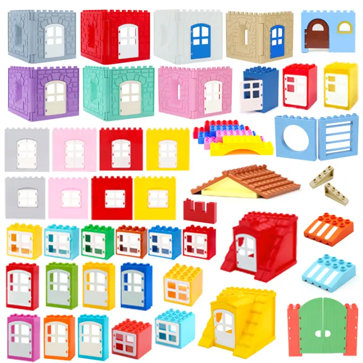 Bloques De Construcción Grandes Para Niños Accesorios De Casa Techo Pared Ventana Juguetes Educativos Compatible Con Duplo Bricks Regalo Para Niños - 1