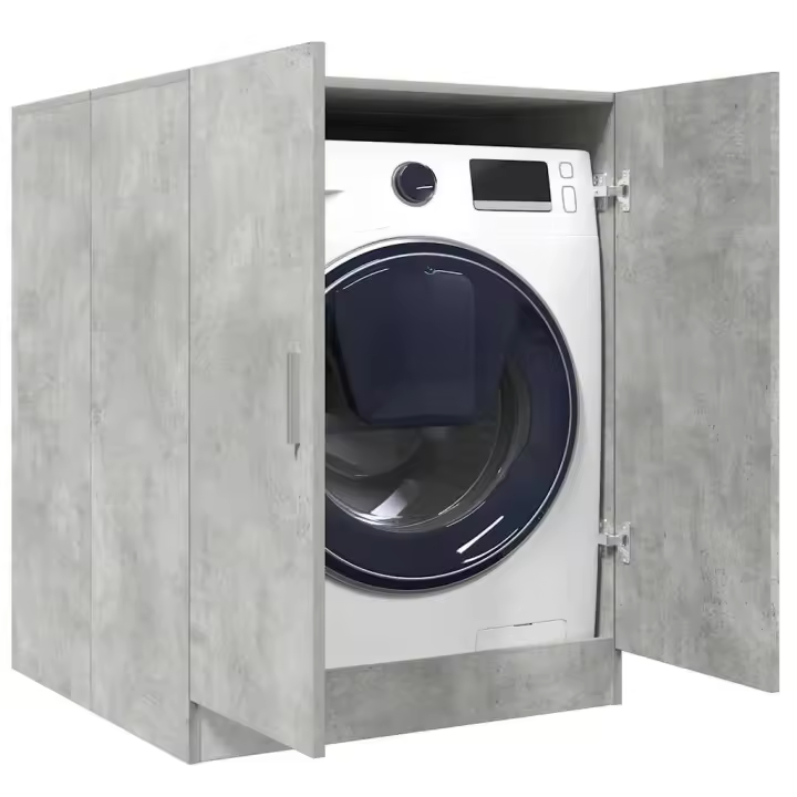 vidaXL Armario de lavadora madera envejecida 70,5x71,5x91,5 cm en color Madera antigua/Gris hormigón/Roble artisan | almacenamiento funcional diseño moderno para baño dormitorio sala - 1