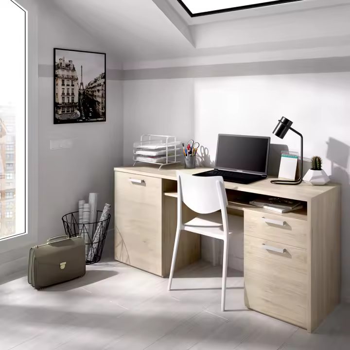DEKIT GRUPO RIMOBEL REK - ESCRITORIO CON 1 CAJON Y 2 PUERTAS - NATURAL -150 x 74 x 46 cm - 1