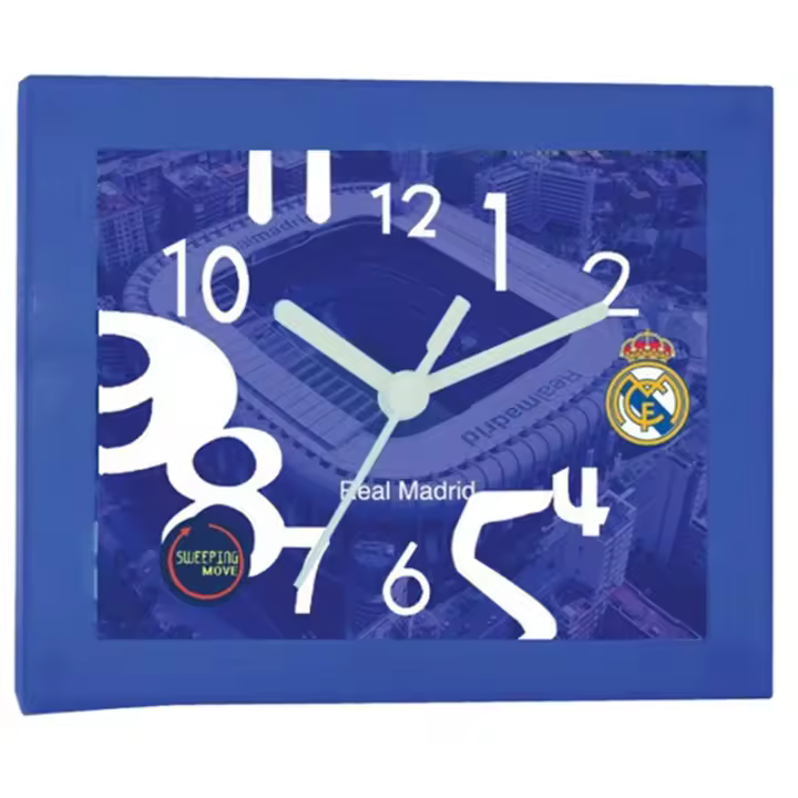 Real Madrid C.F. Reloj Sobremesa Real Madrid Sweep Caja Diseño Marco Plástico 17 X 14 Cm Mod. 9102124 - 1