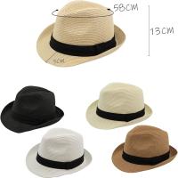 Kebedo Moda Sombrero de Paja Fedora Unisex para Hombre, Mujer Adulto 57-58 CM, Estilo Borsalino Trilby Panamá, Sombrero de ala Corta, Moda Verano Playa, Casual, Protección UV Marrón - details 1
